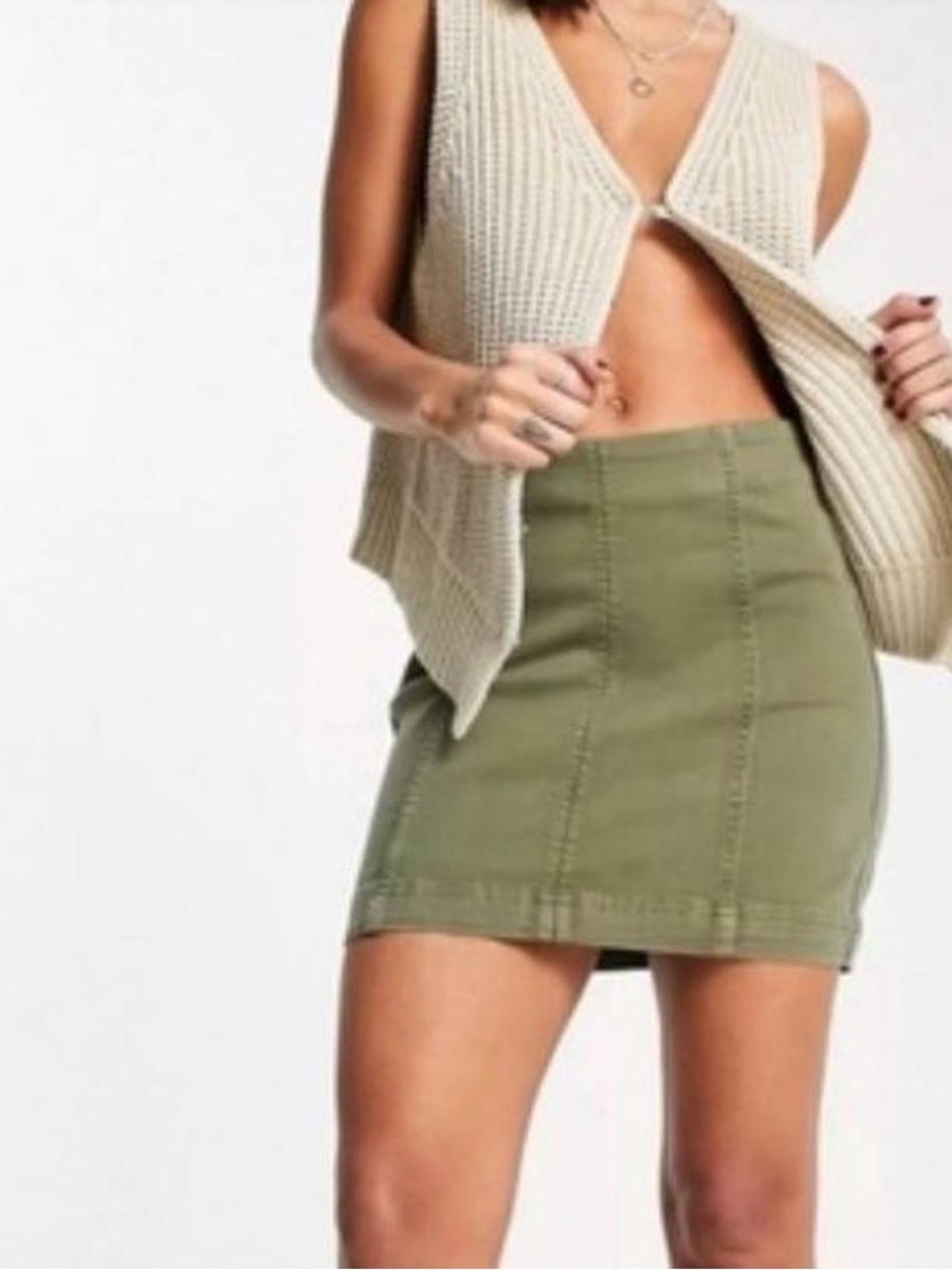 Free People Olive Mini Skirt